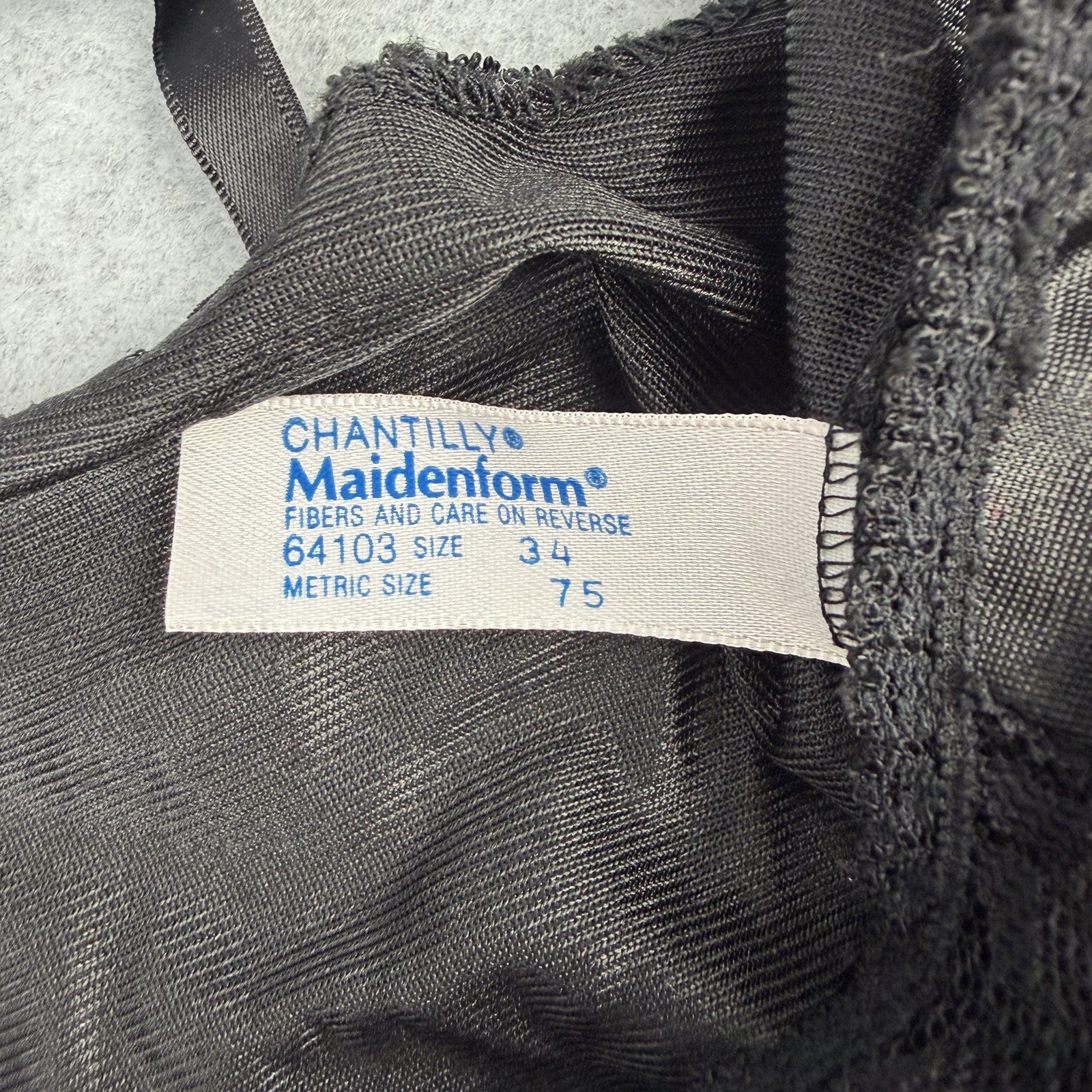Vintage Maidenform Chantilly Size 34 Antron III Nylon Lace Cami Top Black