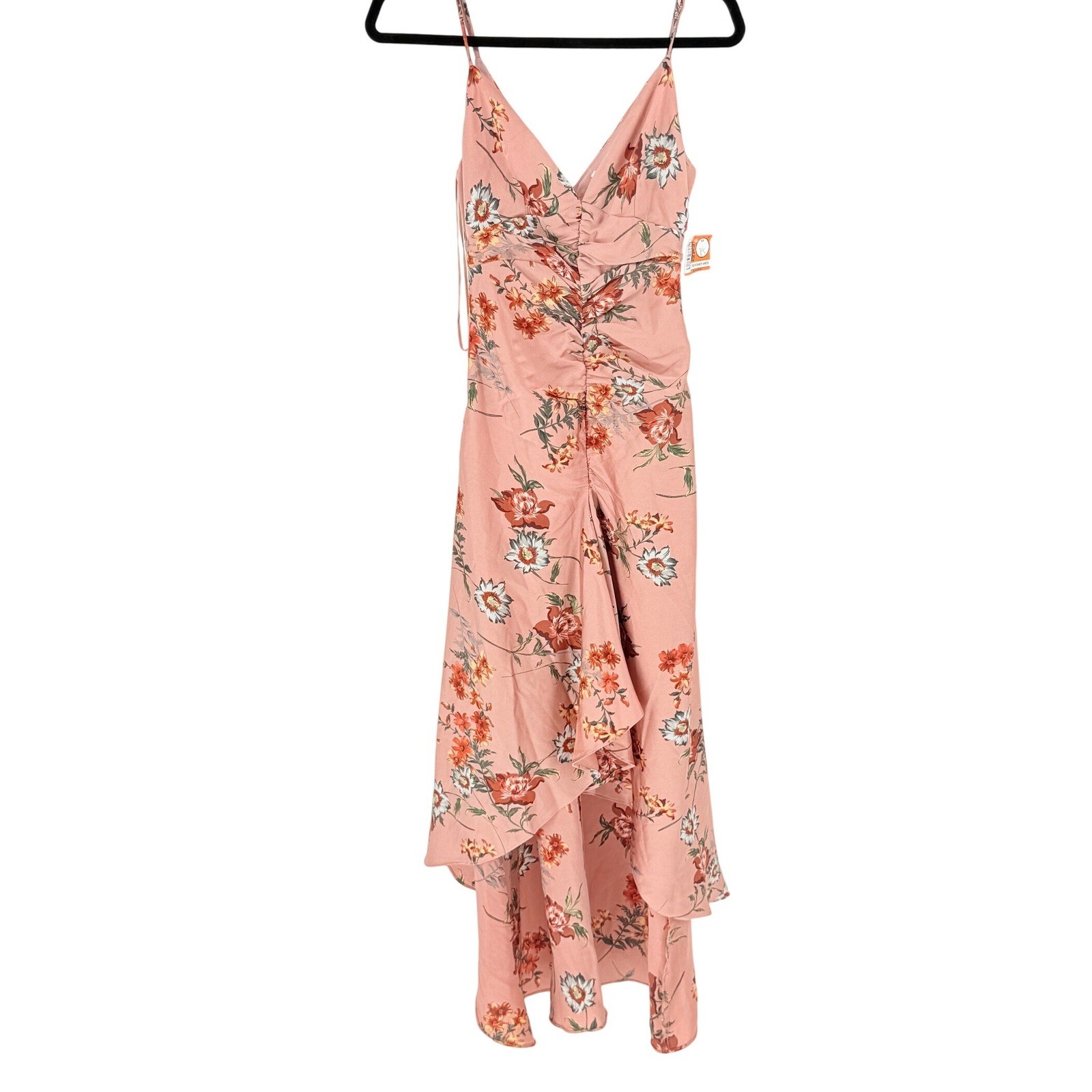 Slip Floral High-Low Maxi Dress Pastel 90s y2k fairy V-Neck Spaghetti Strap XS