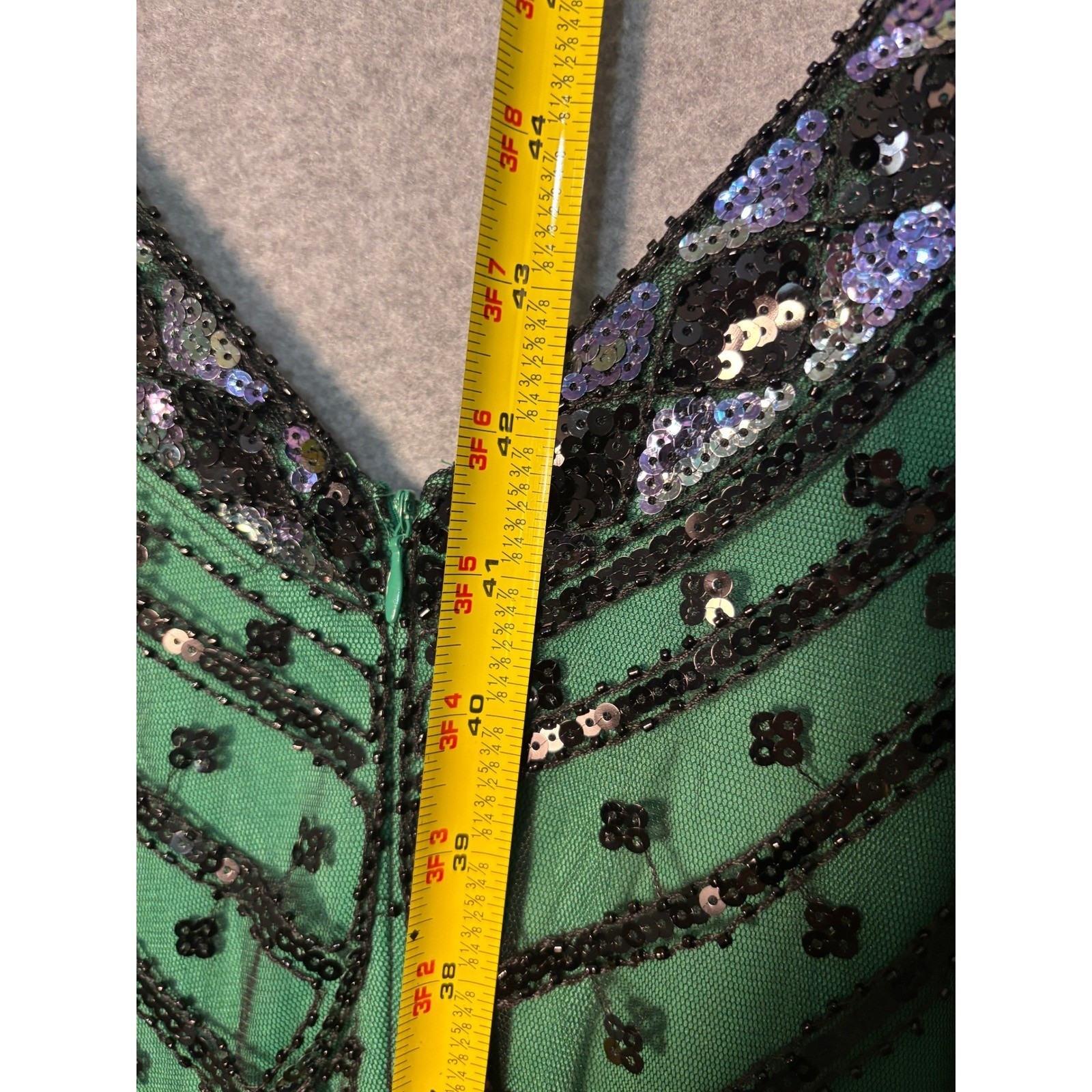 BABEYOND Green Black Sequin Fringe Flapper Dress Gatsby Art Deco 1920s NWT 2XL
