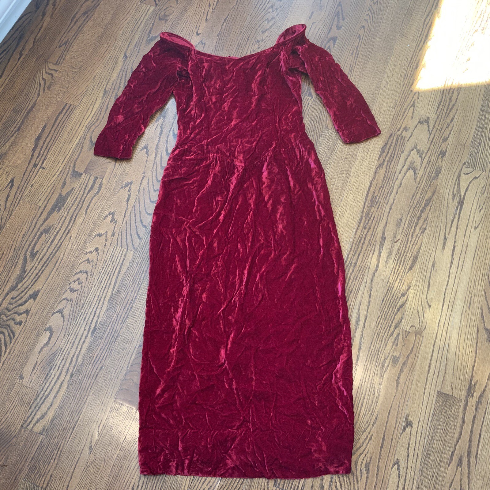 VTG Red Velvet Maxi Dress Dark Romantic Whimsigoth Witchy Goth Medieval Sz 17/18