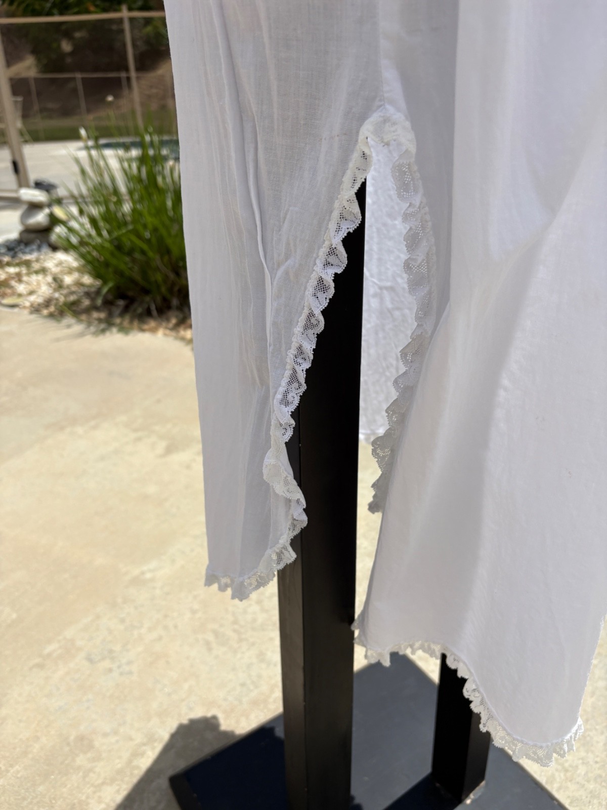 Vintage 90s Christian Dior Neiman Marcus White Cotton Lace Trim Nightgown M USA