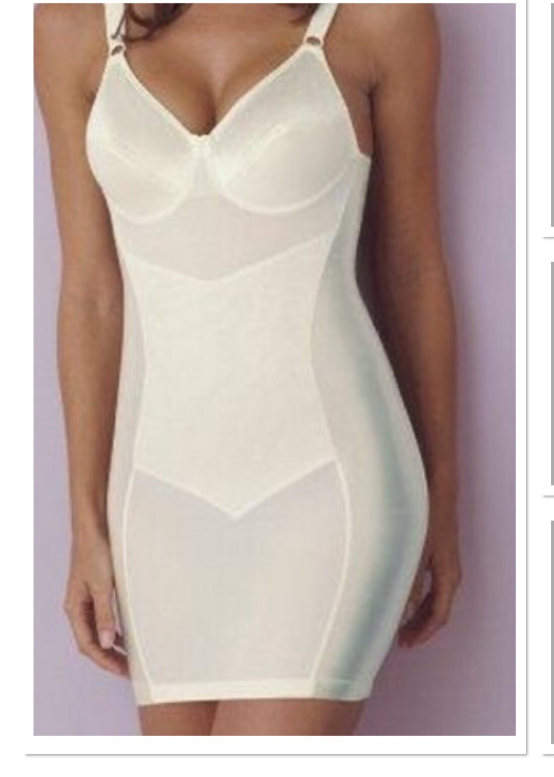 36 D Vintage Short Stretch Satin Open Bottom One Pc Bra Girdle Slip Shaper