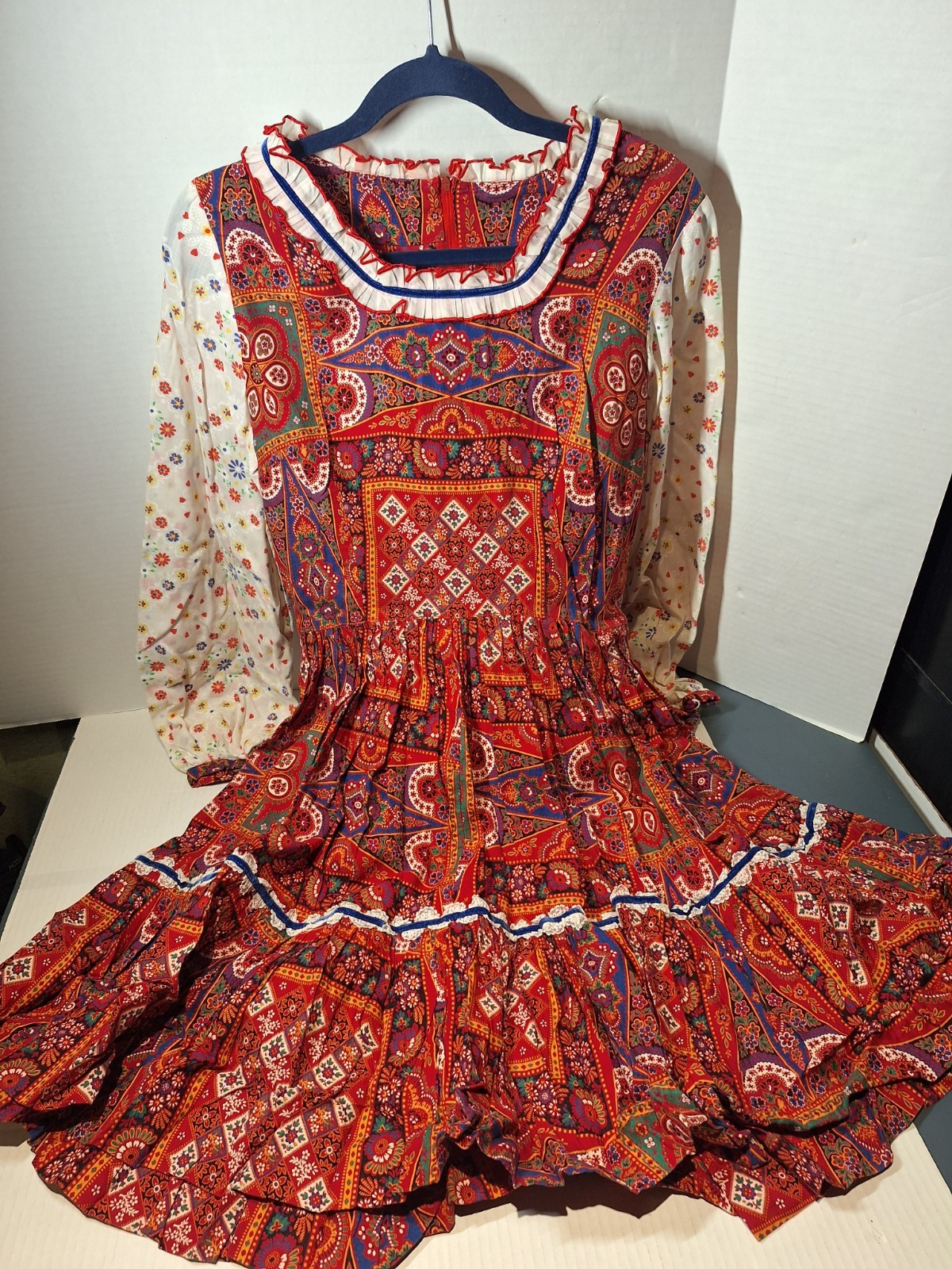 Vintage Dress Woman&rsquo;s S/m Cotton Boho Hippy Peasant Lightweight
