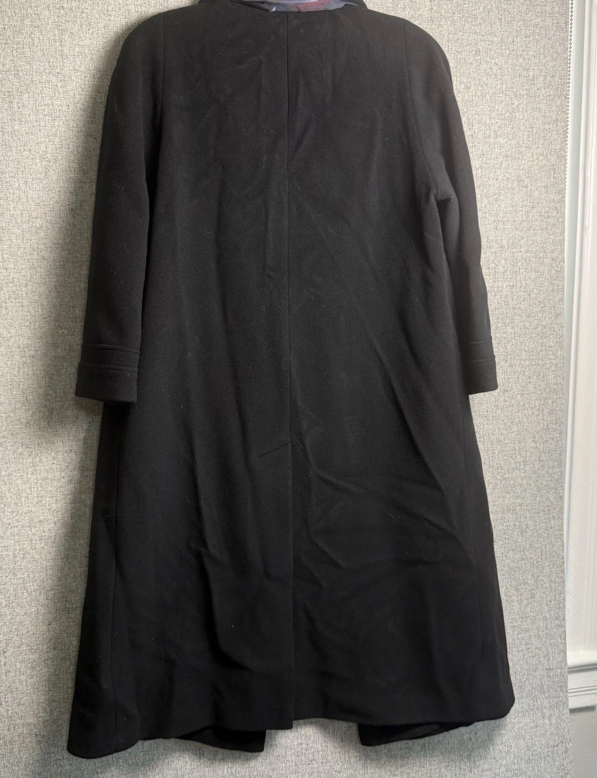 Vintage Alorna Wool Double Breasted Long Black OverCoat Coat MEDIUM/LARGE P