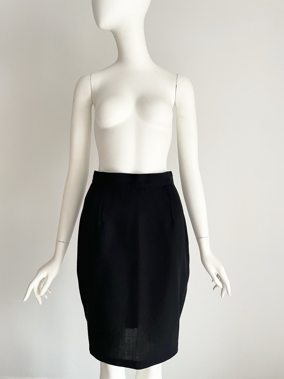 Vintage 1980s Gianni Versace Black Wool Velvet Twist Trim Skirt Suit Set Jacket