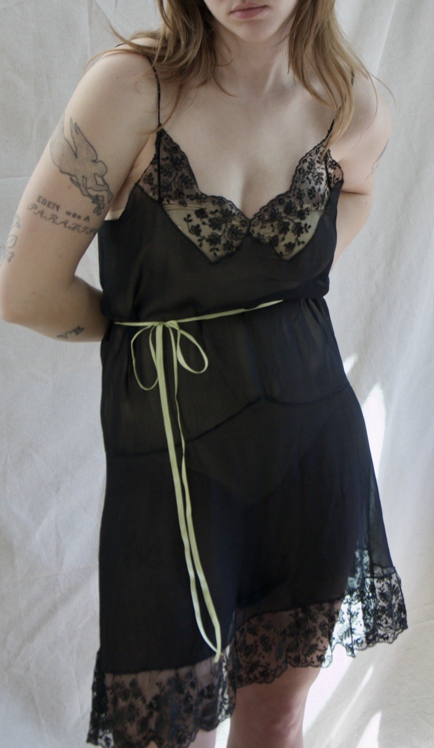 Antique 1920s Step In Romper Chiffon Chantilly Lace Silk Ribbon Flapper