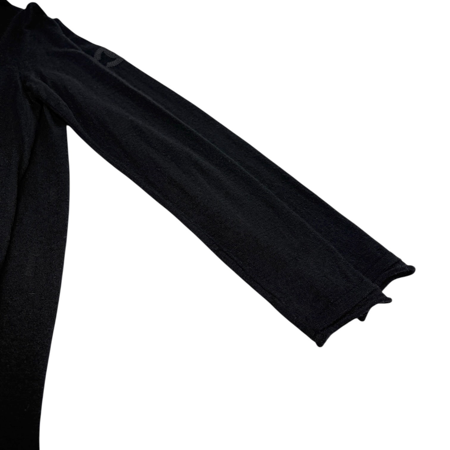 CHANEL Sport Vintage 09A CC Logo Cashmere Zipped Jacket #34 Sequins Black