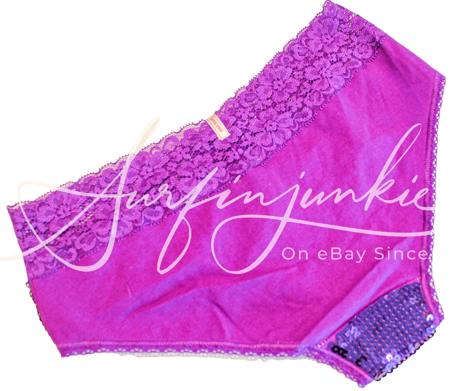 Victoria&rsquo;s Secret Vintage Panties Panty Ex Small Low Rise Hipster Purple Sequin