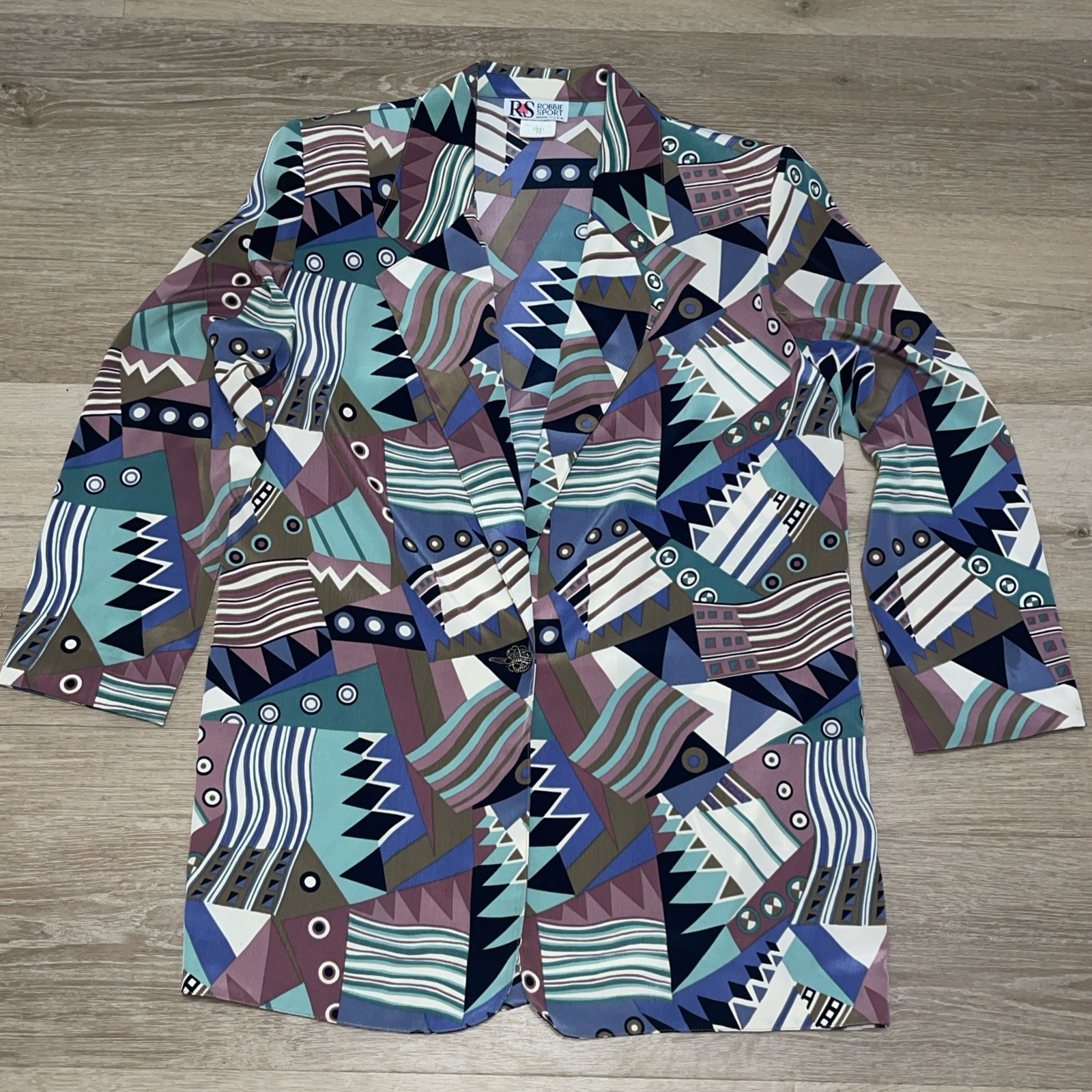 VTG Blazer Maximalist 80s Colorful Abstract Shoulder Pads Art To Wear Print 10