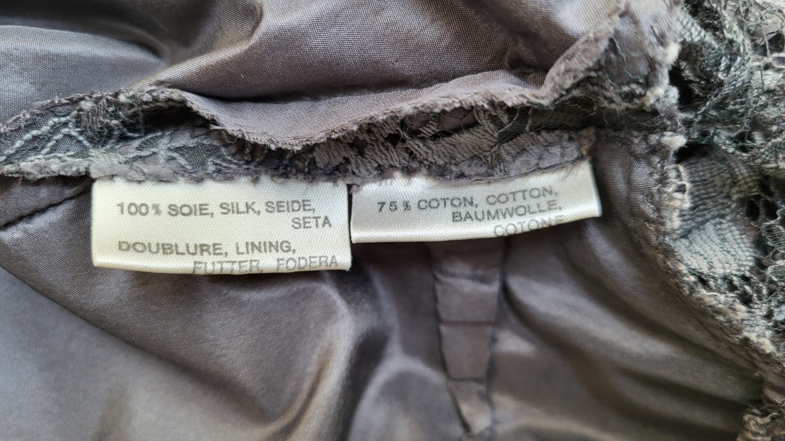 Vintage Nina Ricci Haute Boutique Gray Silk Taffeta & Lace Ball Gown Dress – XS