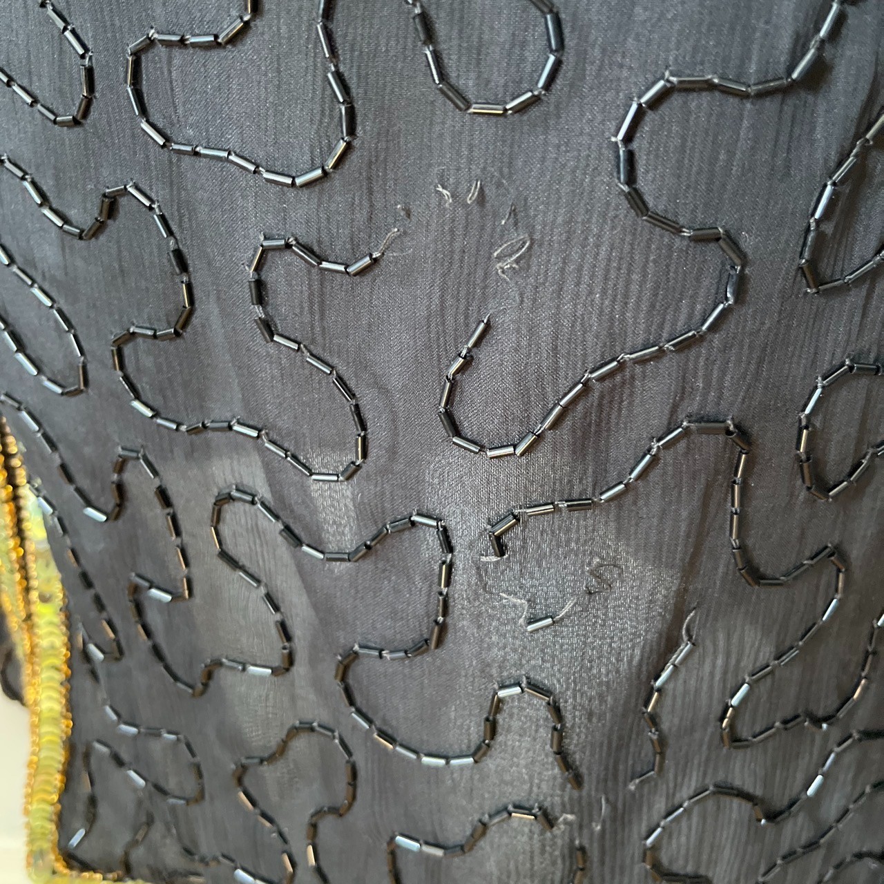 1980s Vintage Lawrence Kazar Sequin & Beaded Black Cocktail Dress Sz: PL