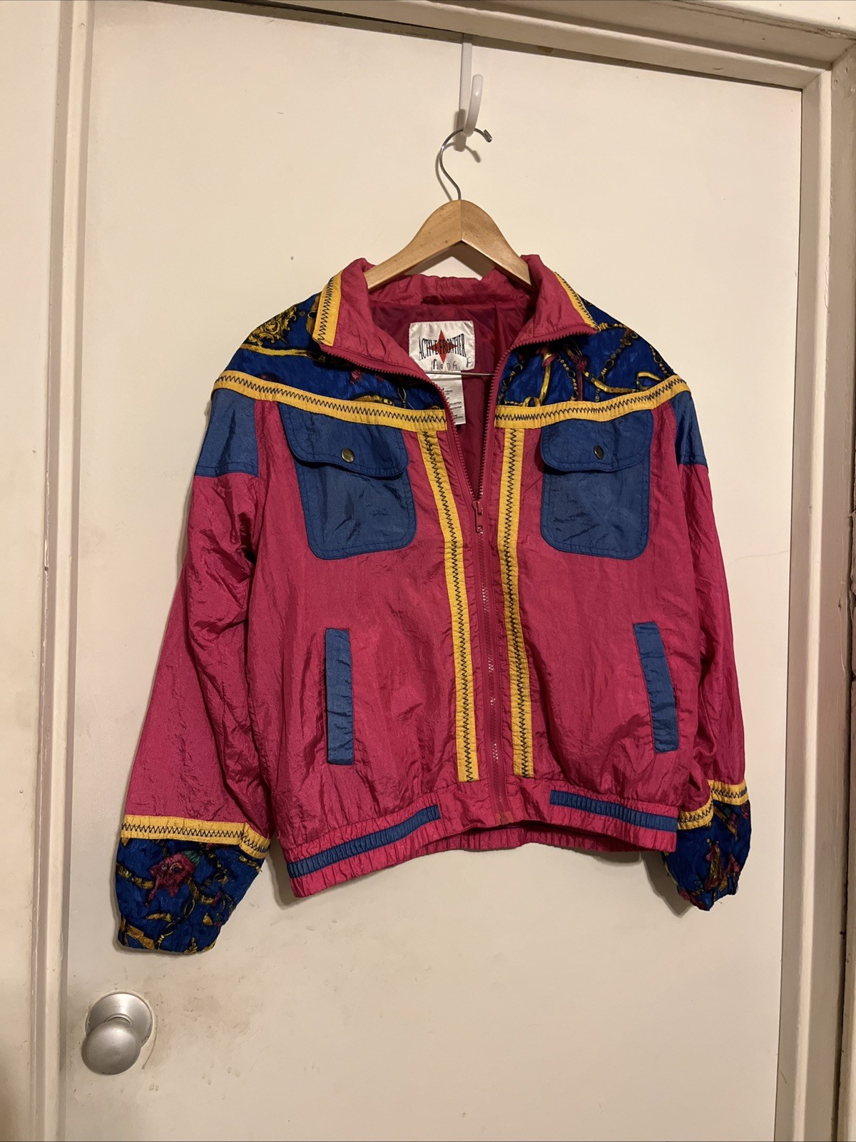 VTG 80s 90s Neon Funky Colorblock Windbreaker Jacket Ski Active Frontier Sz M