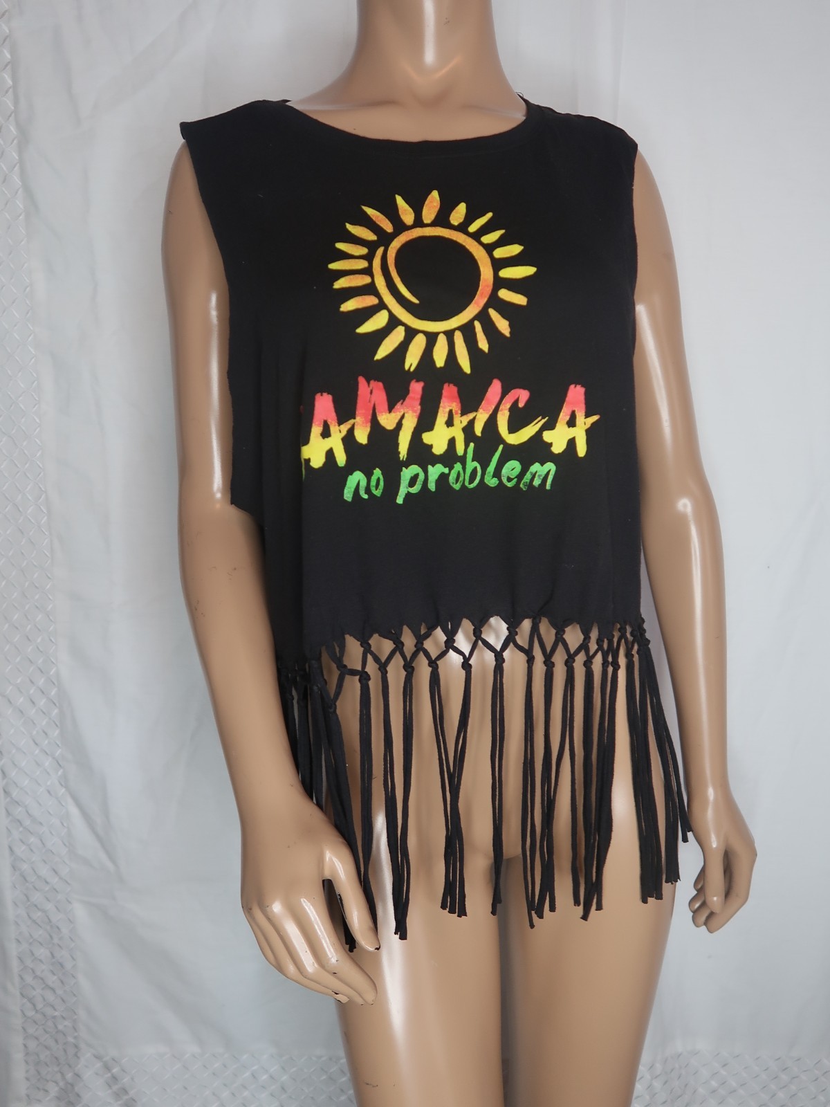 Vintage 1980s Jamaica No Problem 80s Destination Travel Cropped Top Tee Shirt