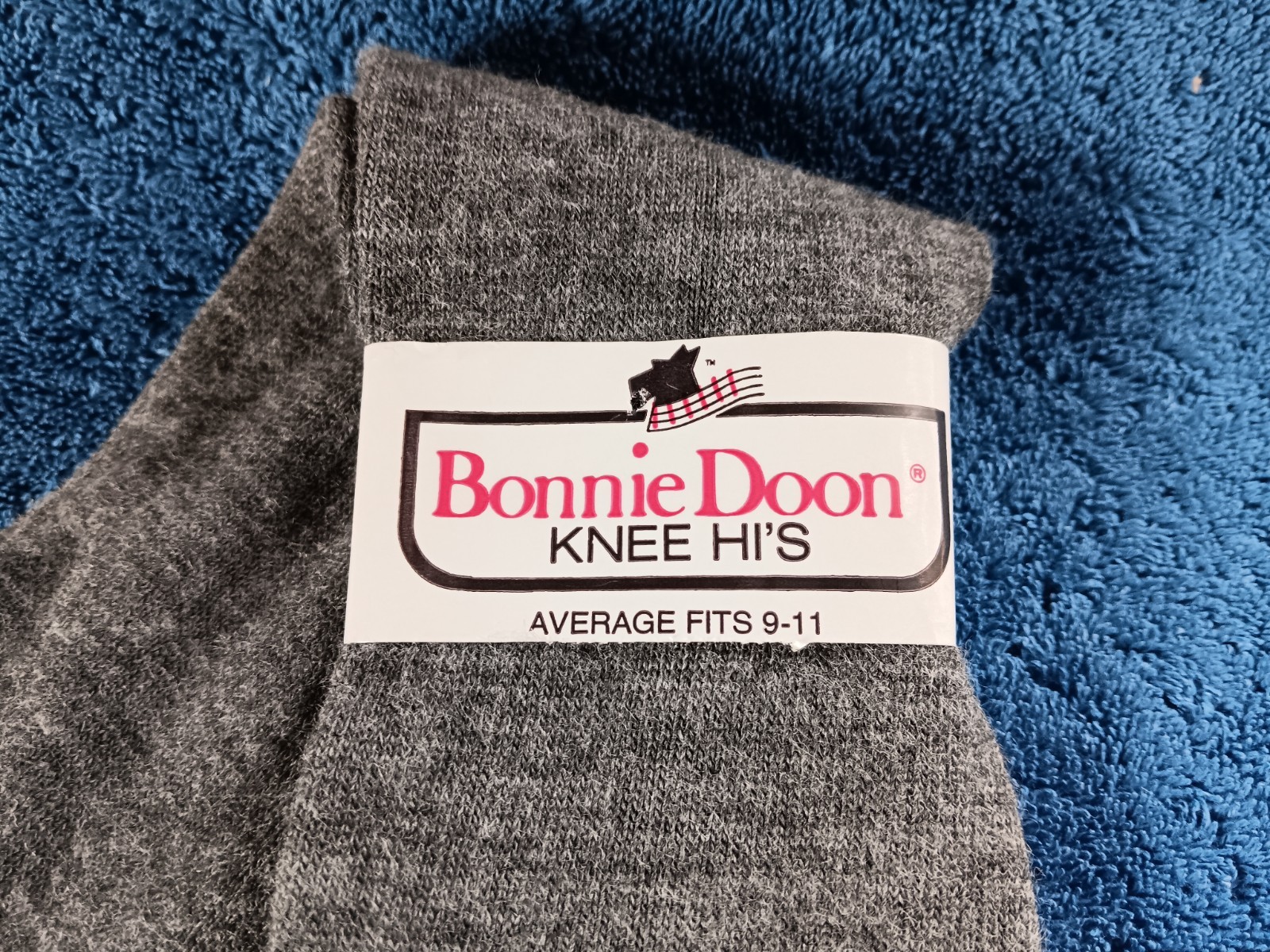 Vtg Socks Sox Knee Hi 9-11 Featherpuff Acrylic BONNIE DOON NOS USA GRAY 1980s