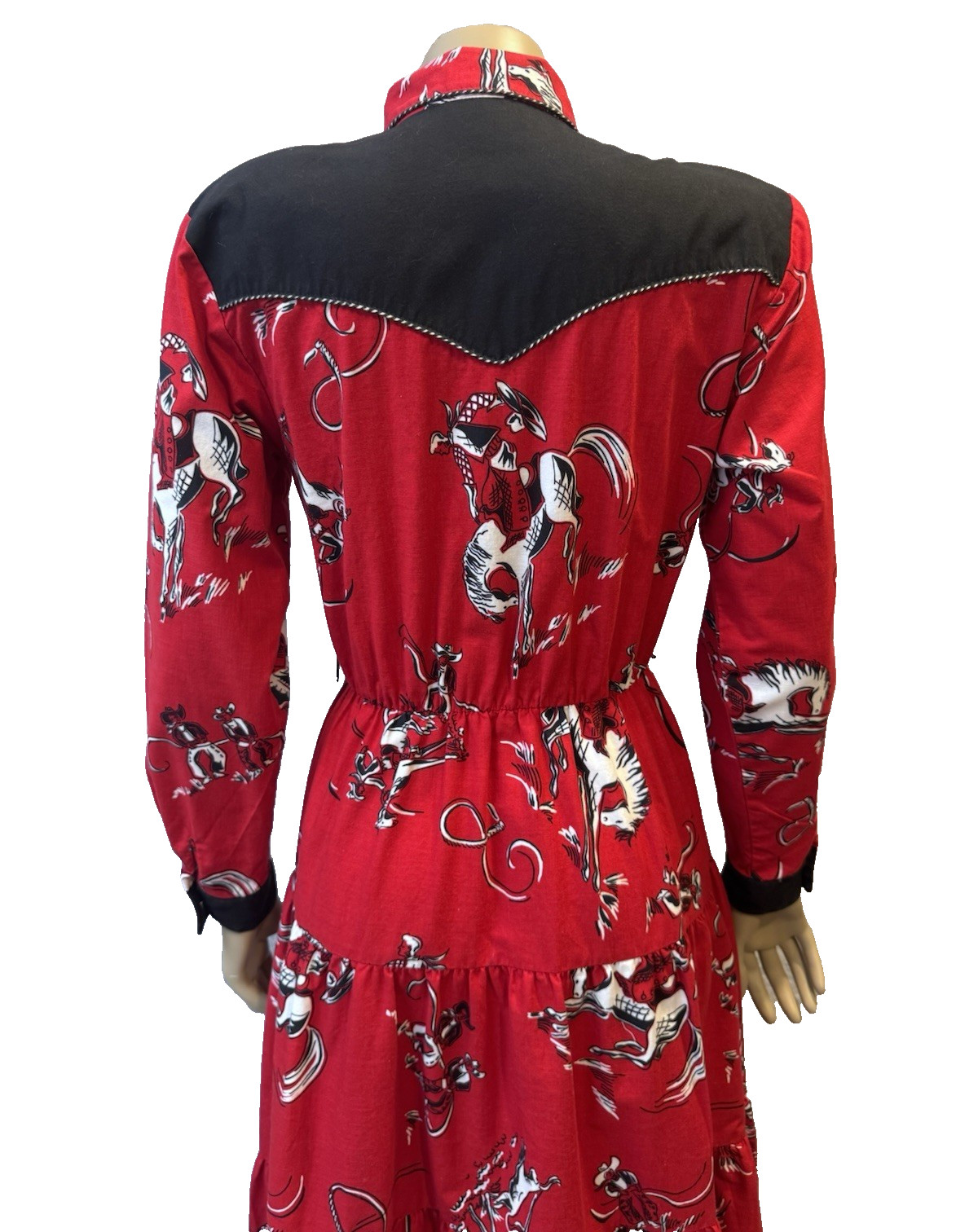 VTG Circle T Marilyn Lenox DRESS Rodeo Equestrian Cowgirl Western Cotton S/M 80s