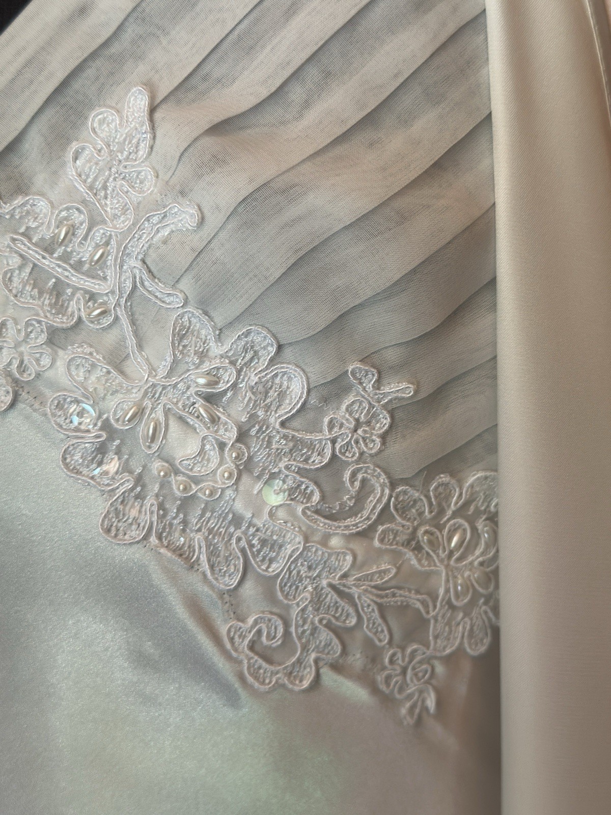Vtg Parisian Intimates Liquid Satin Bridal Peignoir Robe Nightgown Set White – L
