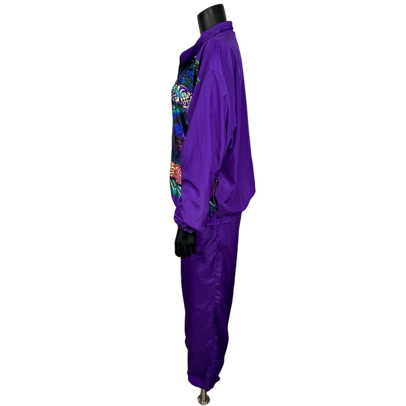 Pentathlon Outfit Activewear Pants & Jacket Full Zip Purple Womens Large Vtg 90s