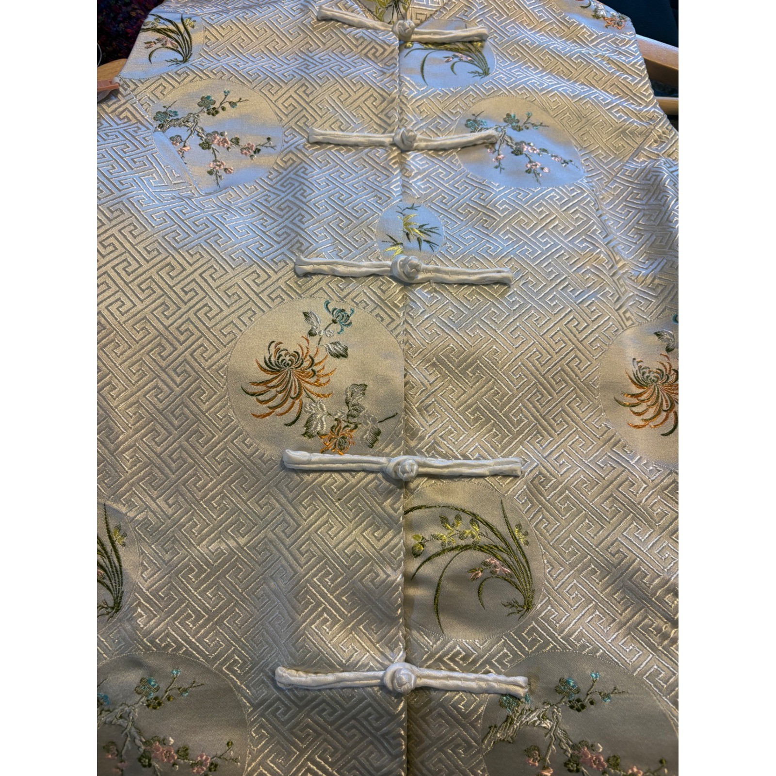 Vintage Handmade Asian Brocade Mandarin Collar Vest – Women&rsquo;s Small