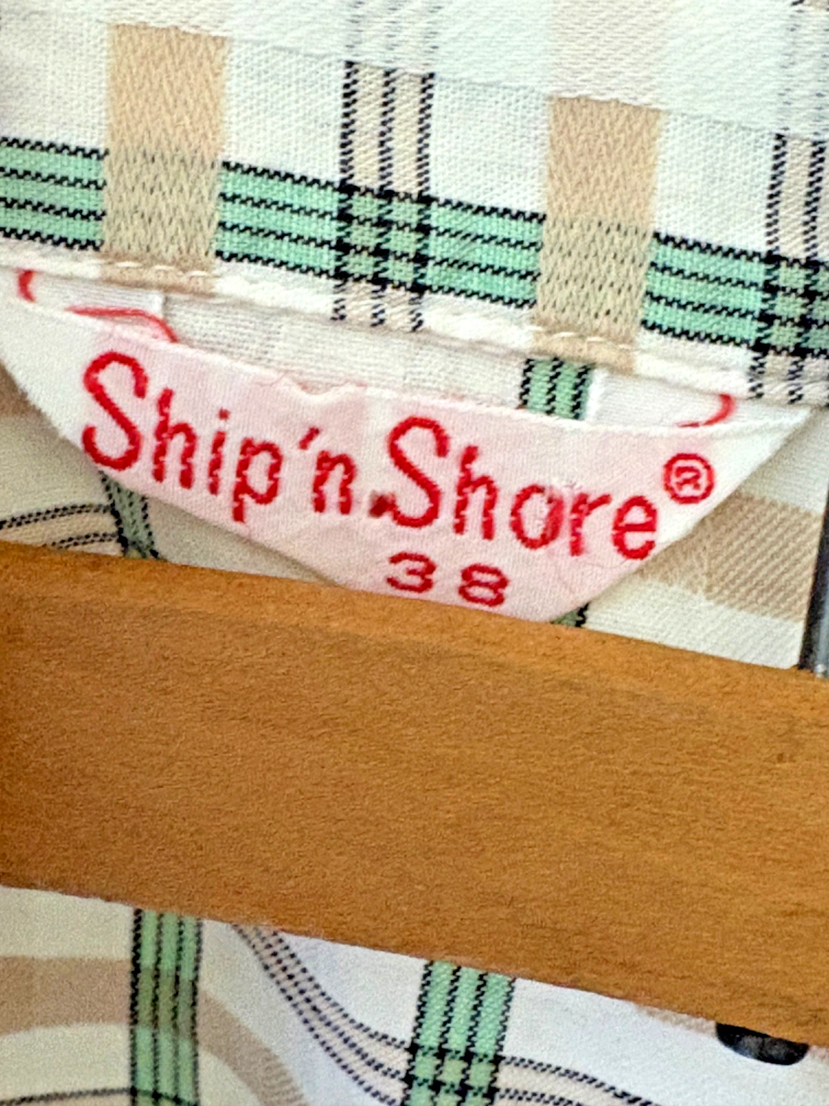 Vintage 60s Ship n Shore Thin Cotton Button down sleeveless M/L Top White &Green