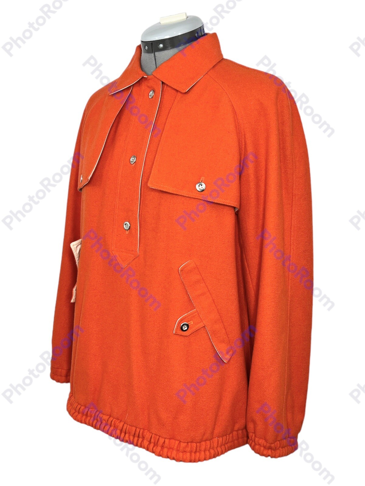 COURREGES Paris Hyperbole Vintage 1970’s Orange Wool Jacket Collared Outerwear