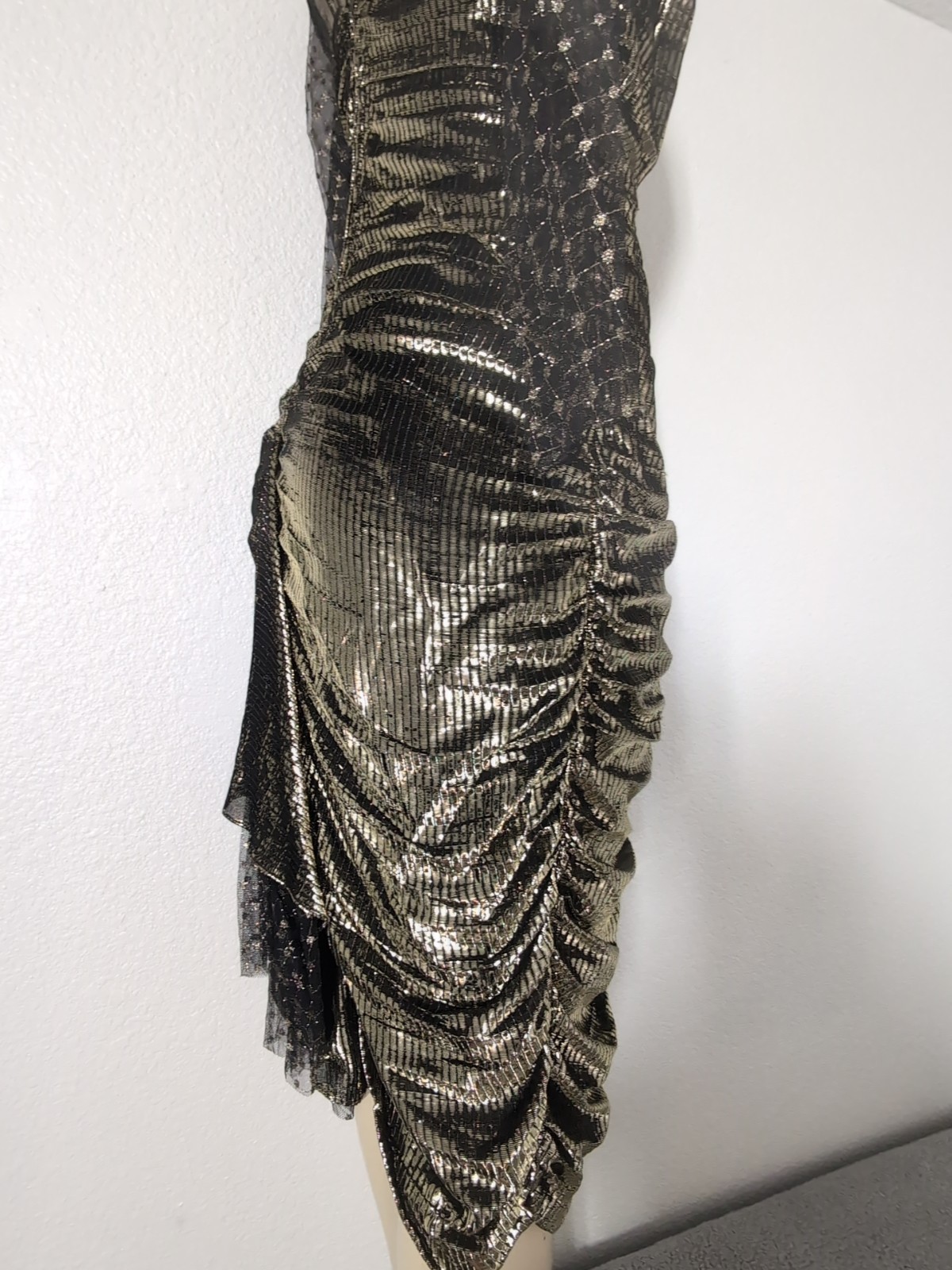 Vintage New Leaf By Samir Metallic Gold Mesh Shimmery Cocktail Party Dress 11/12