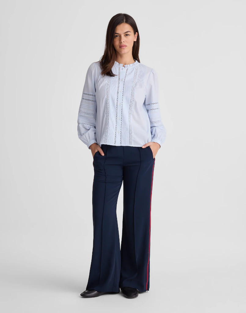 NWT Madewell Lace-Insert High-Neck Pintuck Top