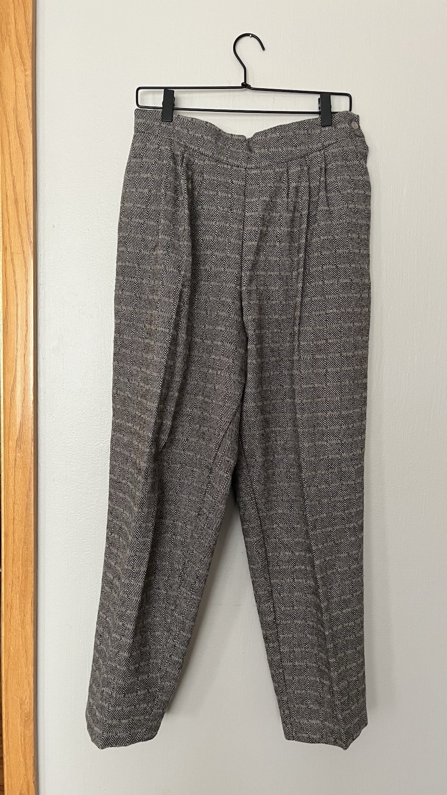 Vintage DR Bentley Tailored High Waisted Gray Black Pants Poly Blend Size 14