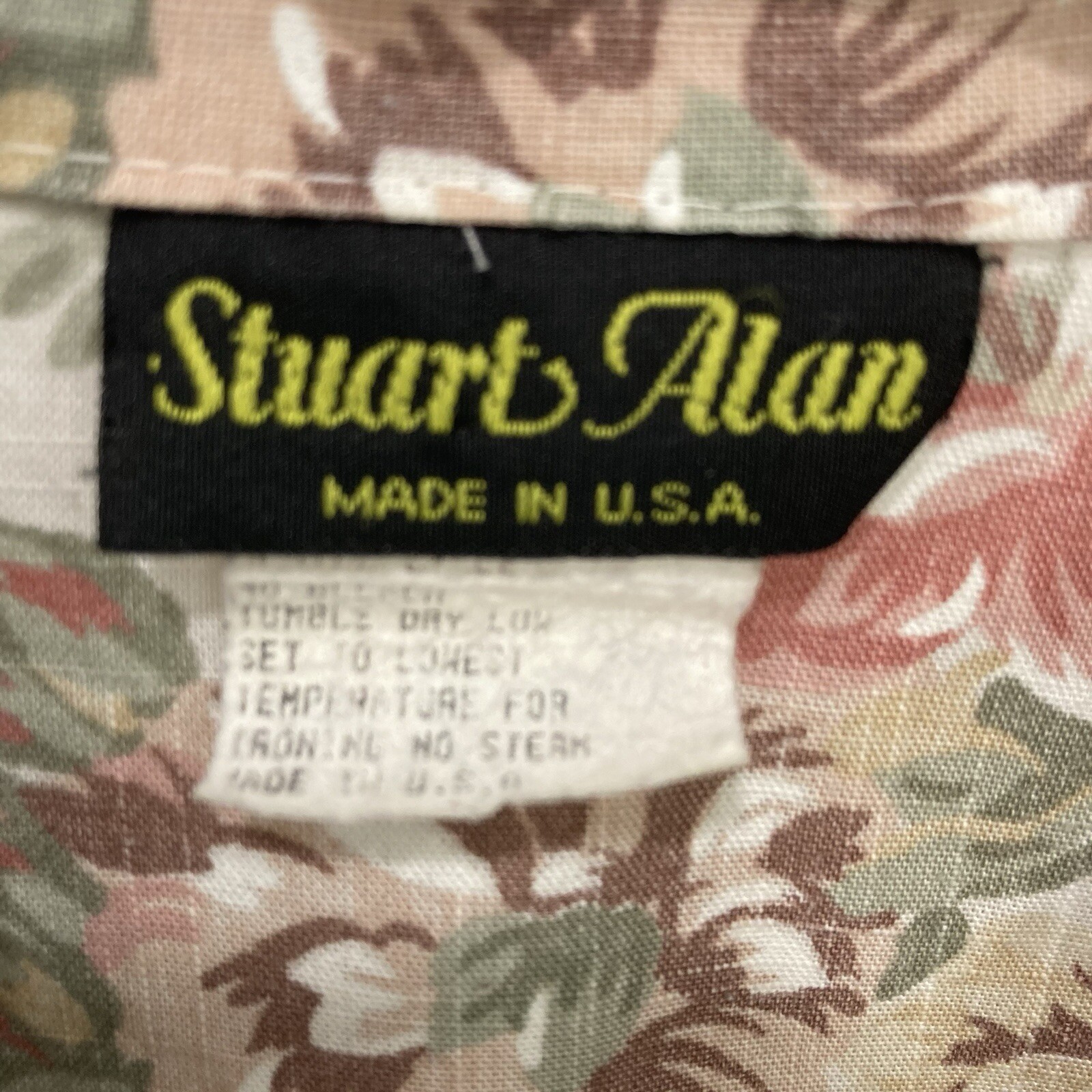 STUART ALAN Vintage 80s Cottagecore White & Pink Floral Dress, Shoulder Pads