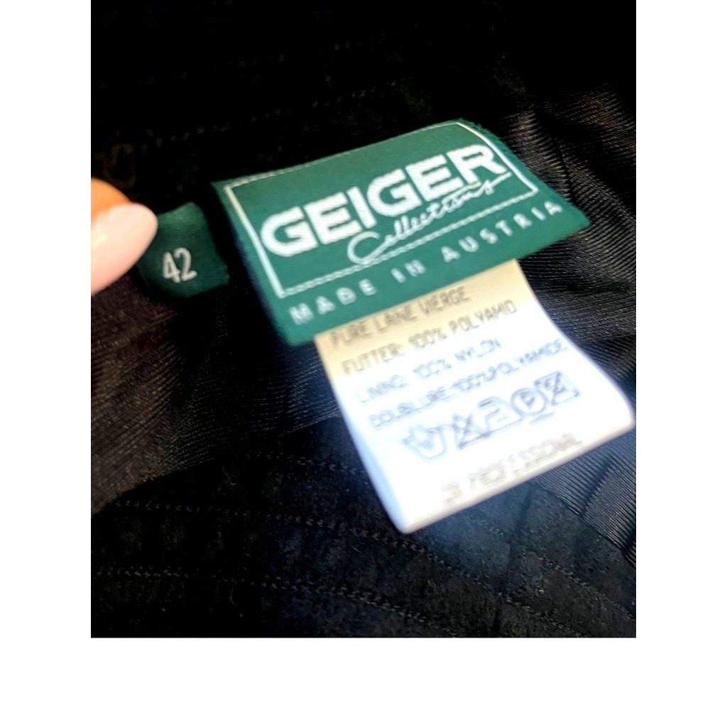 $376 GEIGER Boiled Wool Black Pencil Skirt | 42 EU (12 US) | New! Vintage!