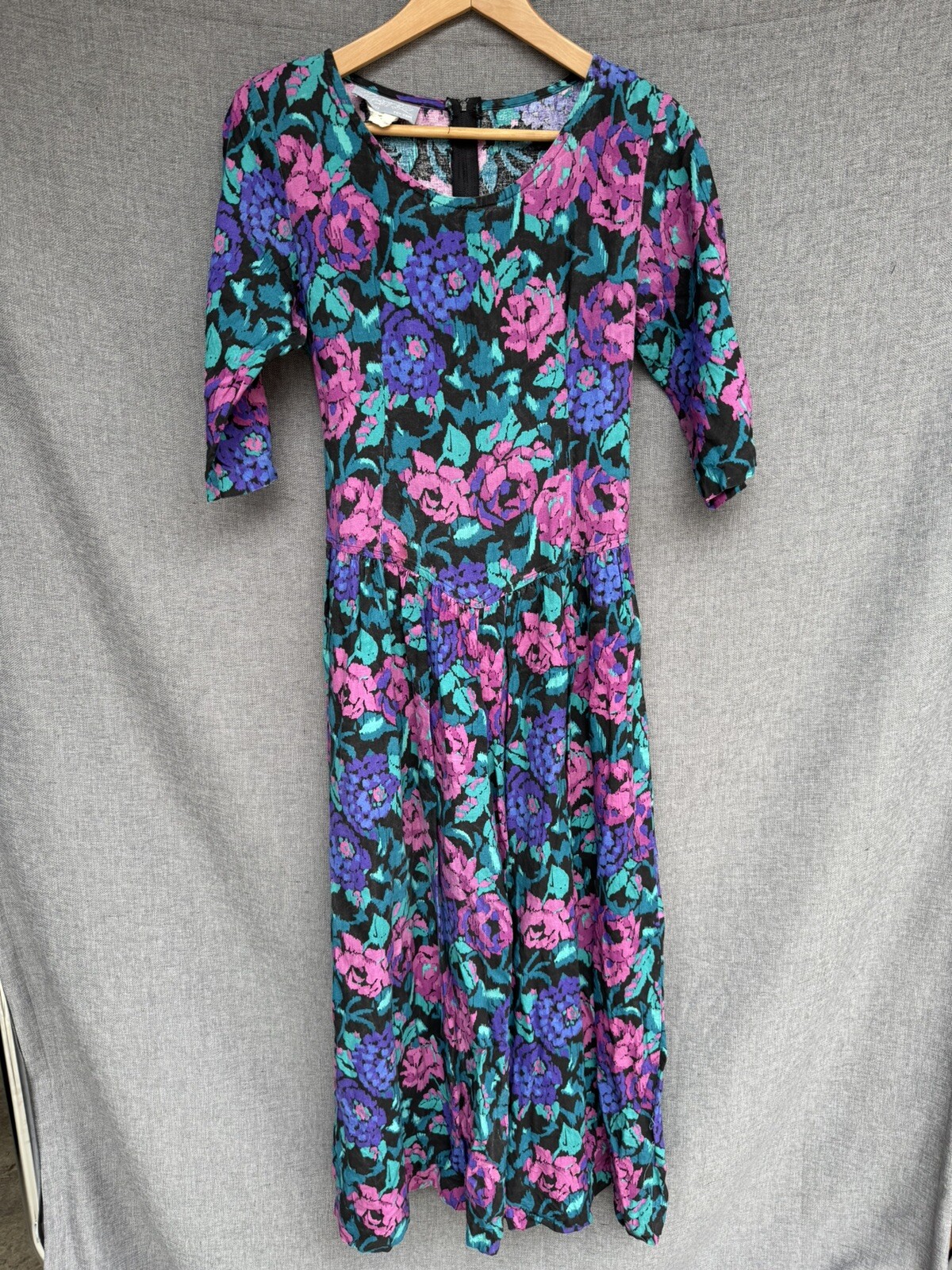 Rabbit Designs Sz 8 Vintage 80&rsquo;s 90&rsquo;s USA Jumpsuit Romper Floral Pink Purple