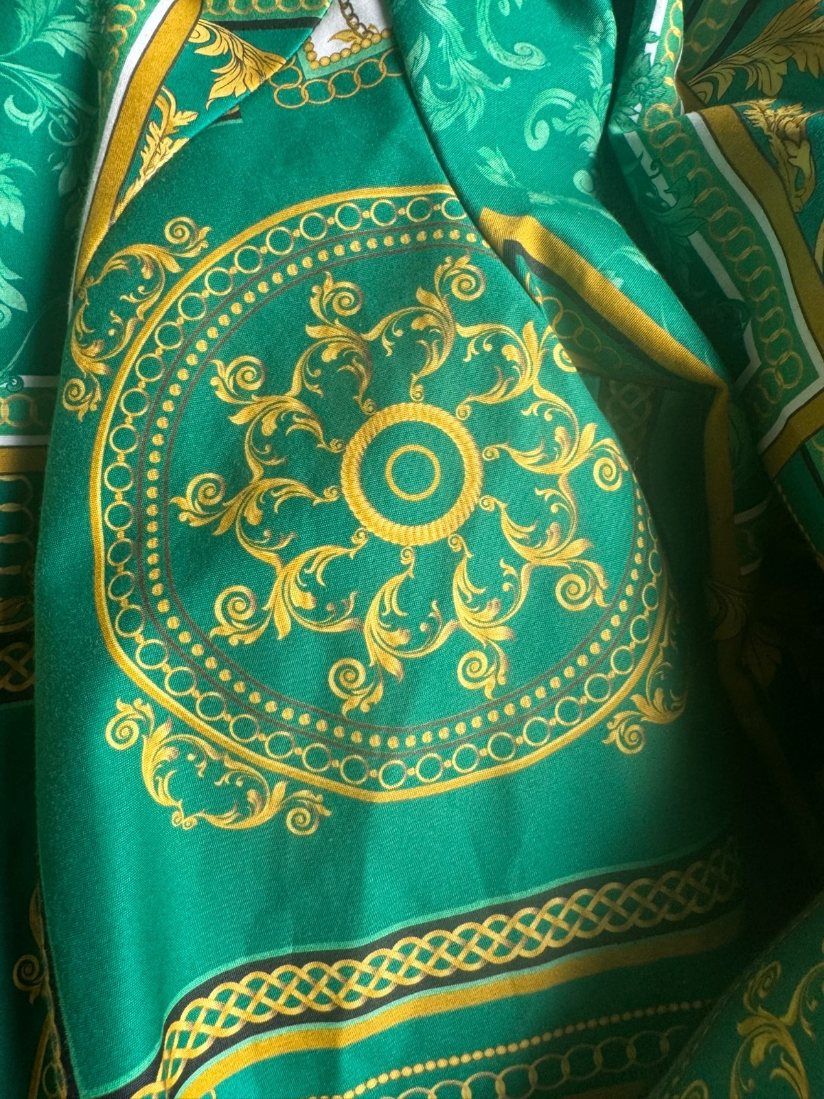 Luxury Blazer Cotton Silk Emerald Green Gold Baroque Size 44 46✨