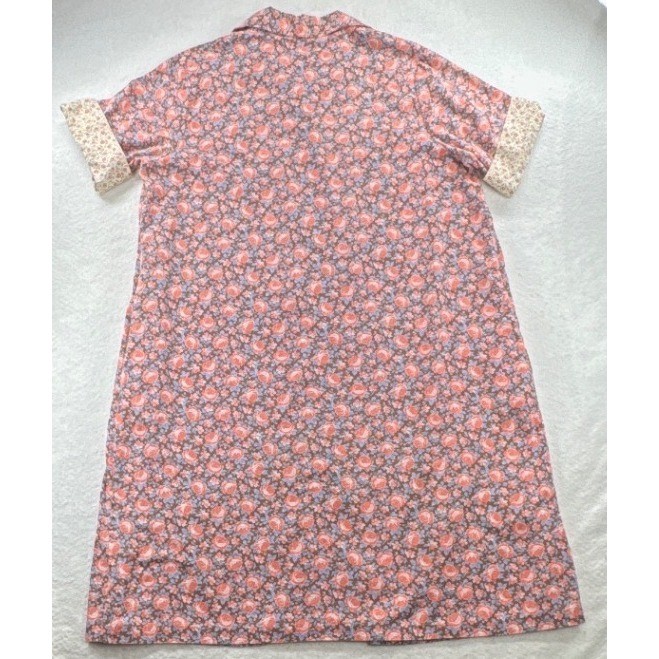 Vintage Studio Coat Floral House Dress Pearl Snap Front Pintuck Bib USA Large