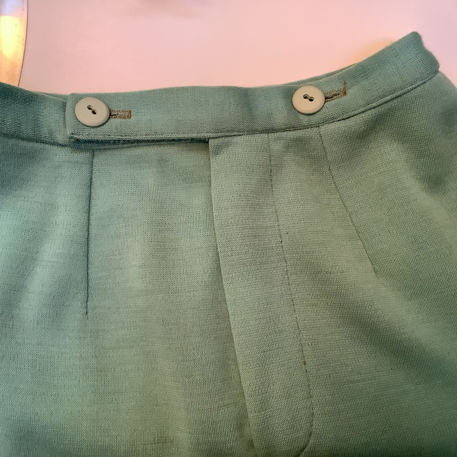 Vtg 60s 70 Mod 3 Piece Knit Pants belted Tunic top pants Coat Belt hipster Aqua