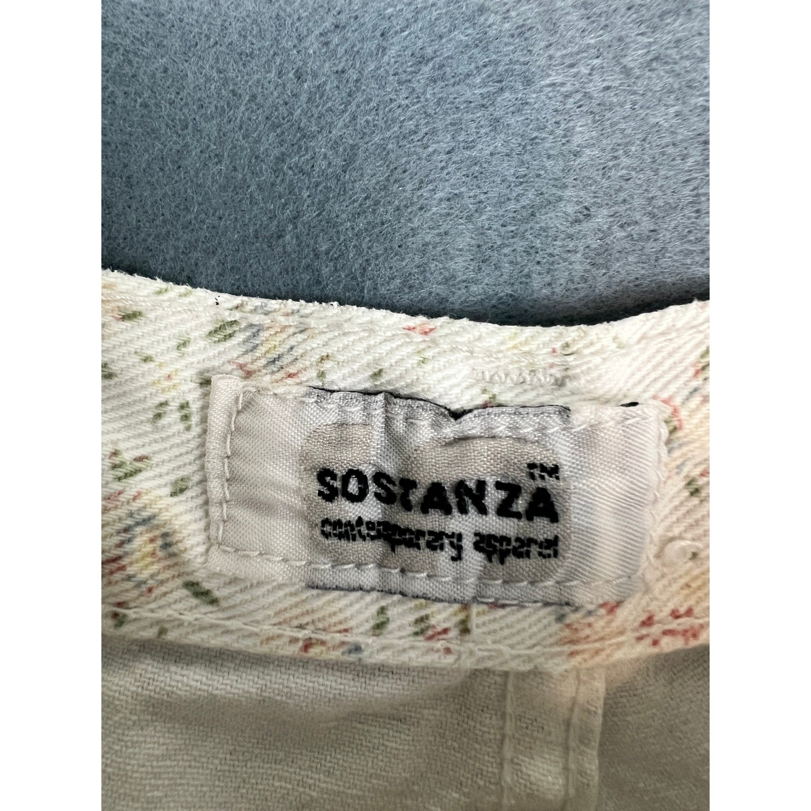 Sostanza Vintage Floral Denim Shorts Cottagecore Boho 90s Cream Cotton XS 0 2