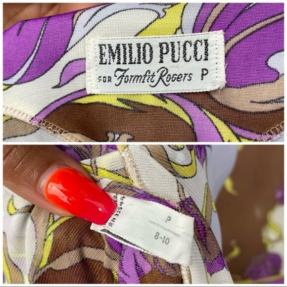 VTG 60’s Emilio Pucci Mod Psychedelic Print Brown Purple Green Floral Set S