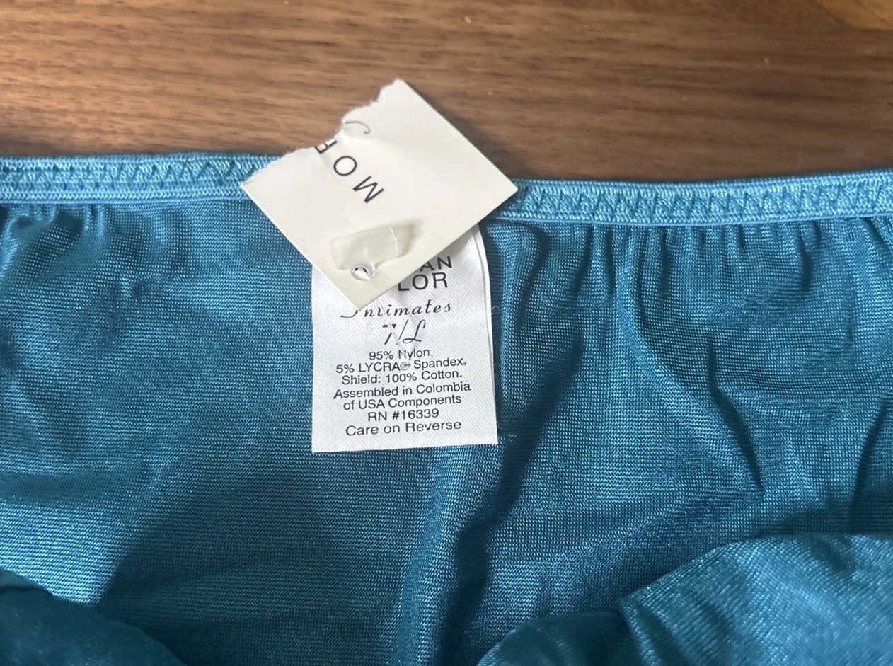 Vtg Second Skin Panties Double String 7/L Hi Cut Satin Nylon NWT Shiny Glossy