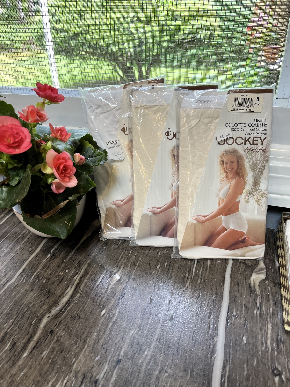 Vintage Jockey For Her Panties NIP Brief White Six 6 Granny Culottes Courte 3 PR