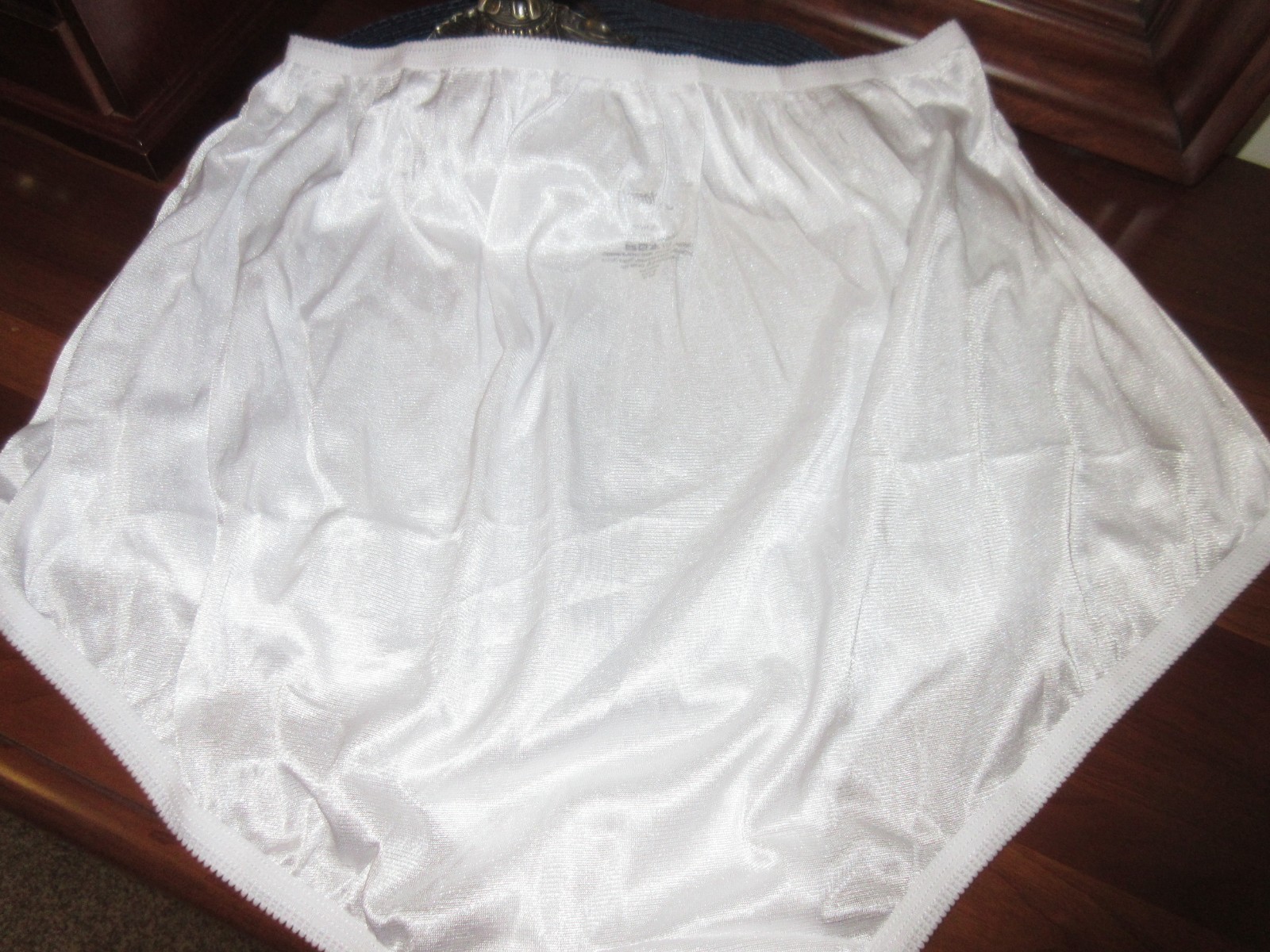 NATIONAL WHITE glossy nylon w/ lined crotch brief style panties 11 / 4XL NEW