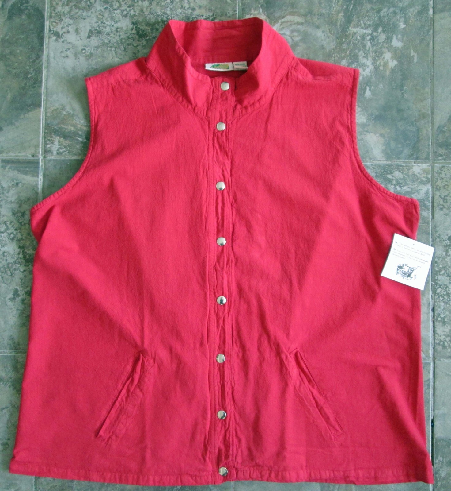 Vintage Collections ETC. Vest Shirt XXXL 3X Women&rsquo;s Red Snaps Open 100% Cotton