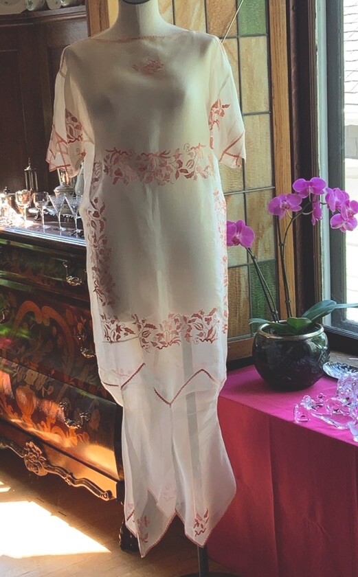 Silk Organza Exquisite Vintage Dress Handmade In France