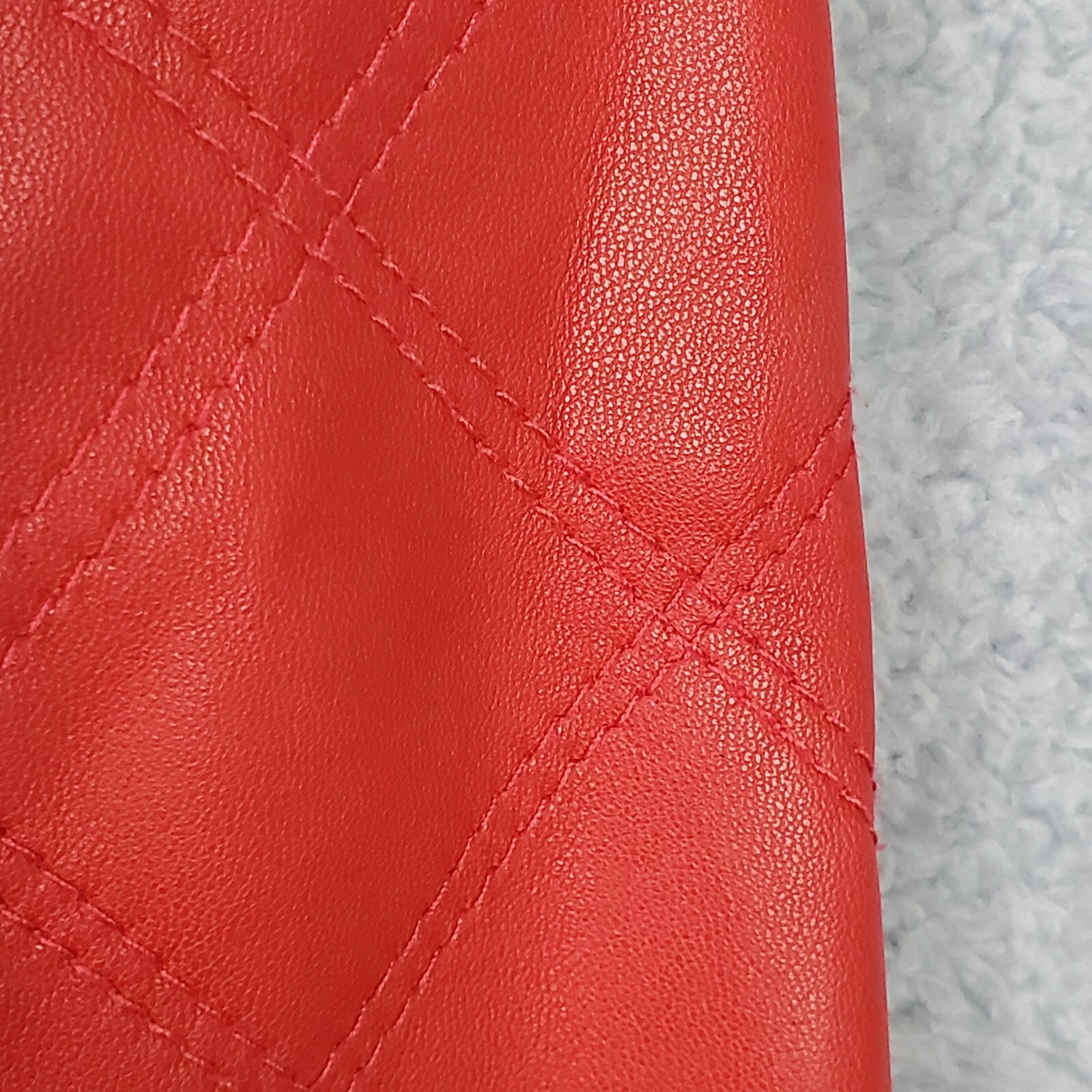 Vintage Womens Crop Lamb Leather Jacket XS Red Biker Harley Moto Full Zip Pocket