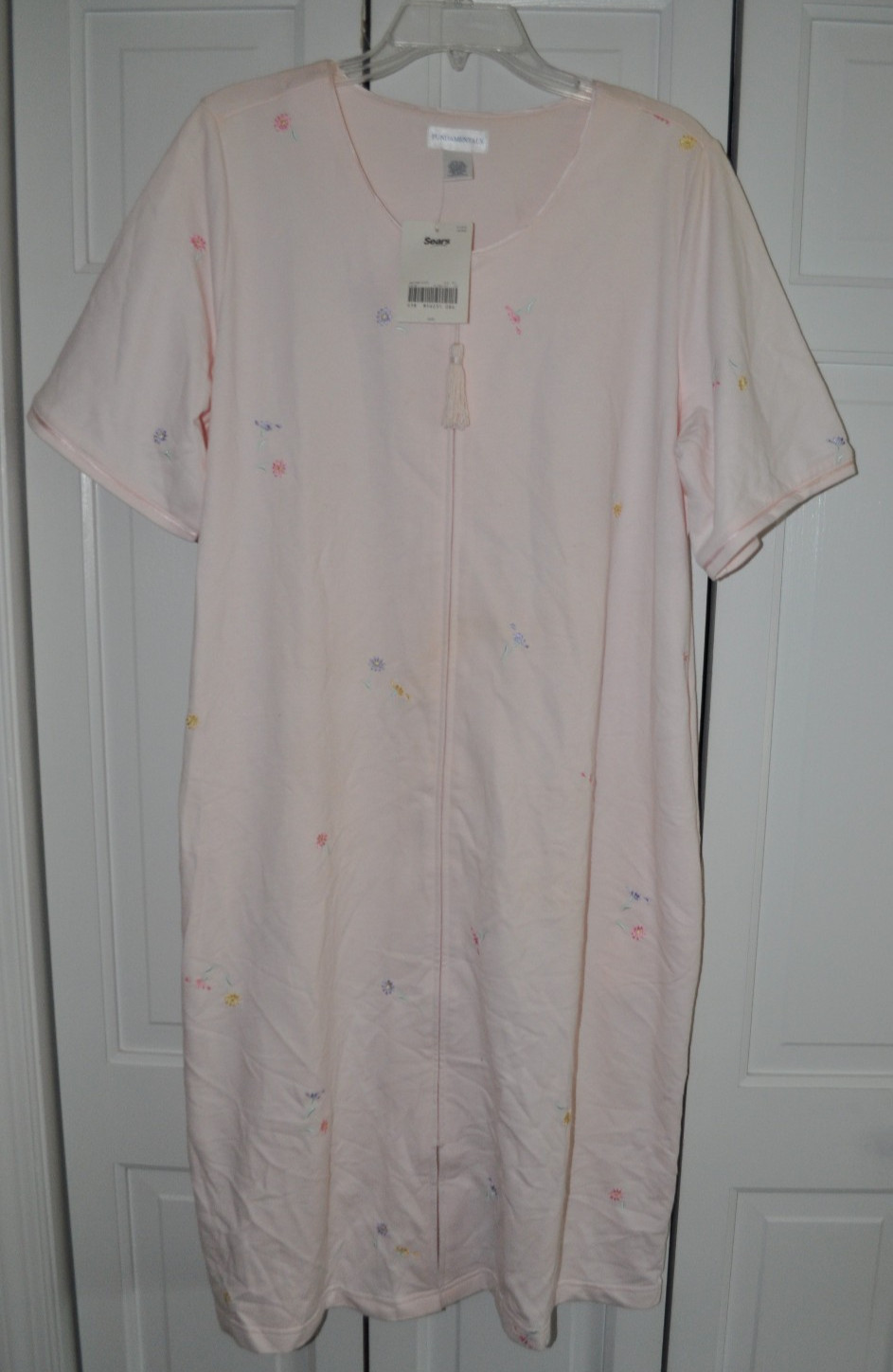 Vintage Sears Fundamentals Zip Front Robe House Coat Size Large (14-16) Pink NOS