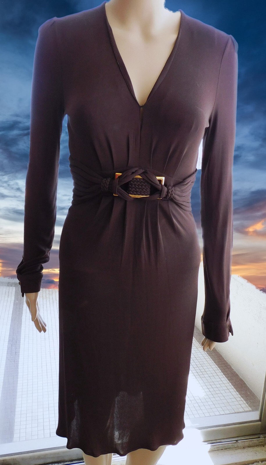 VINTAGE Gucci Buckle Front Fodera Lining Doublure Italian Designer Dress