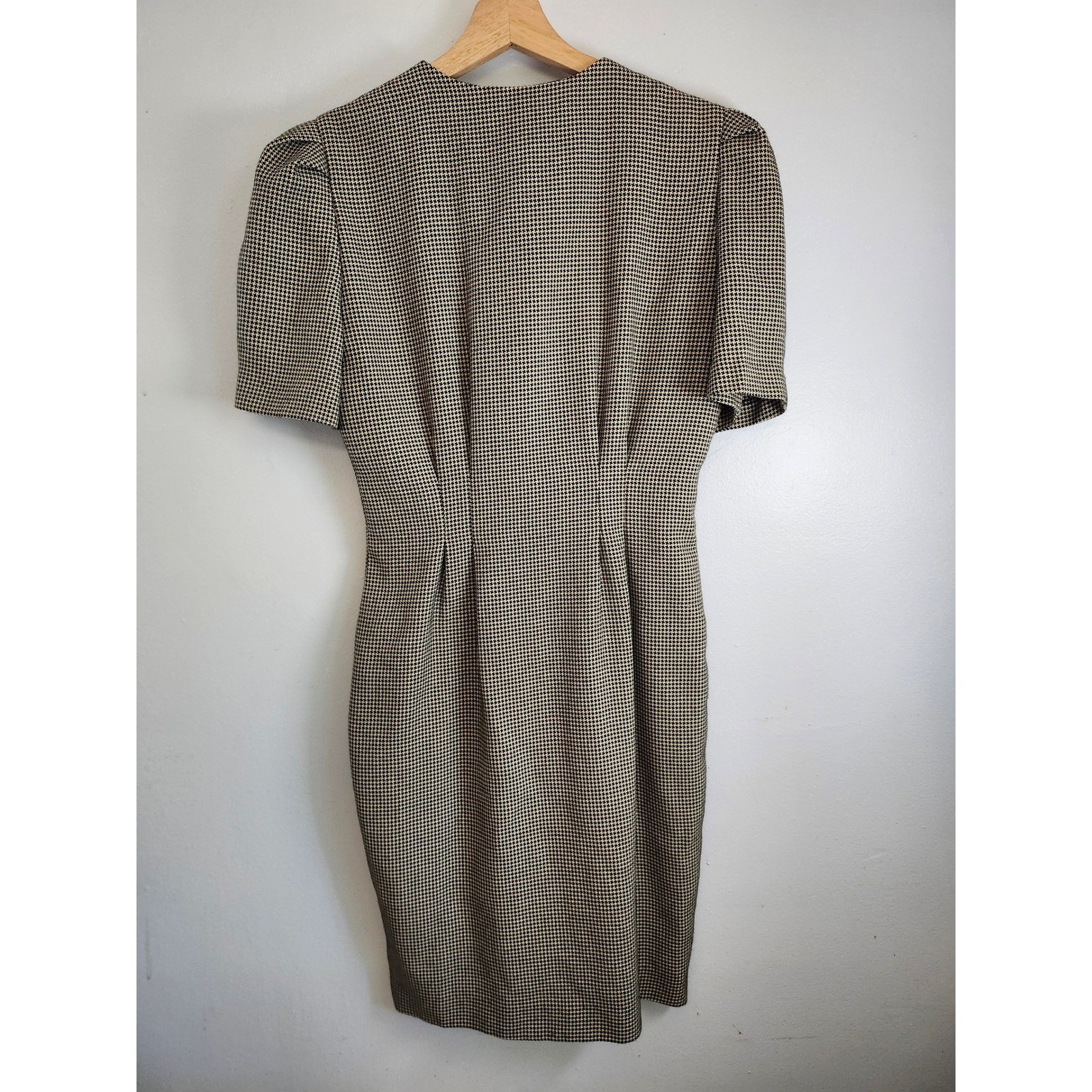 Vintage Jessica Howard Houndstooth Dress Petite Sz. 4 Black White 80s 90s Career