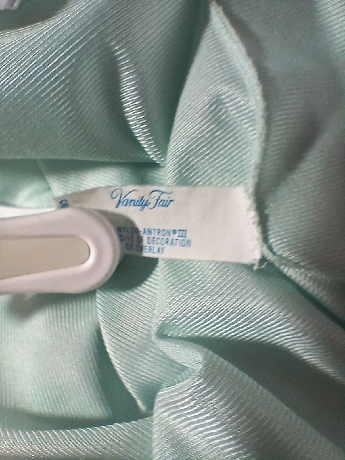 Vintage Vanity Fair Light Green Nightgown Lace Trim Sleeveless Size XL Nylon USA