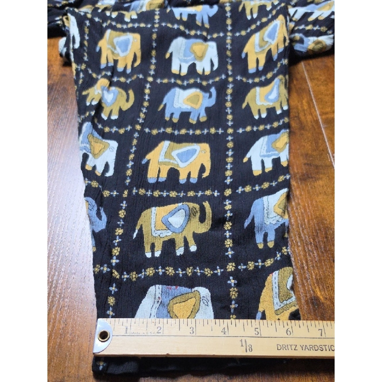 JEWEL QUEEN | Vintage Elephant Print Two-Piece Button Down Tunic Pants Set | XL