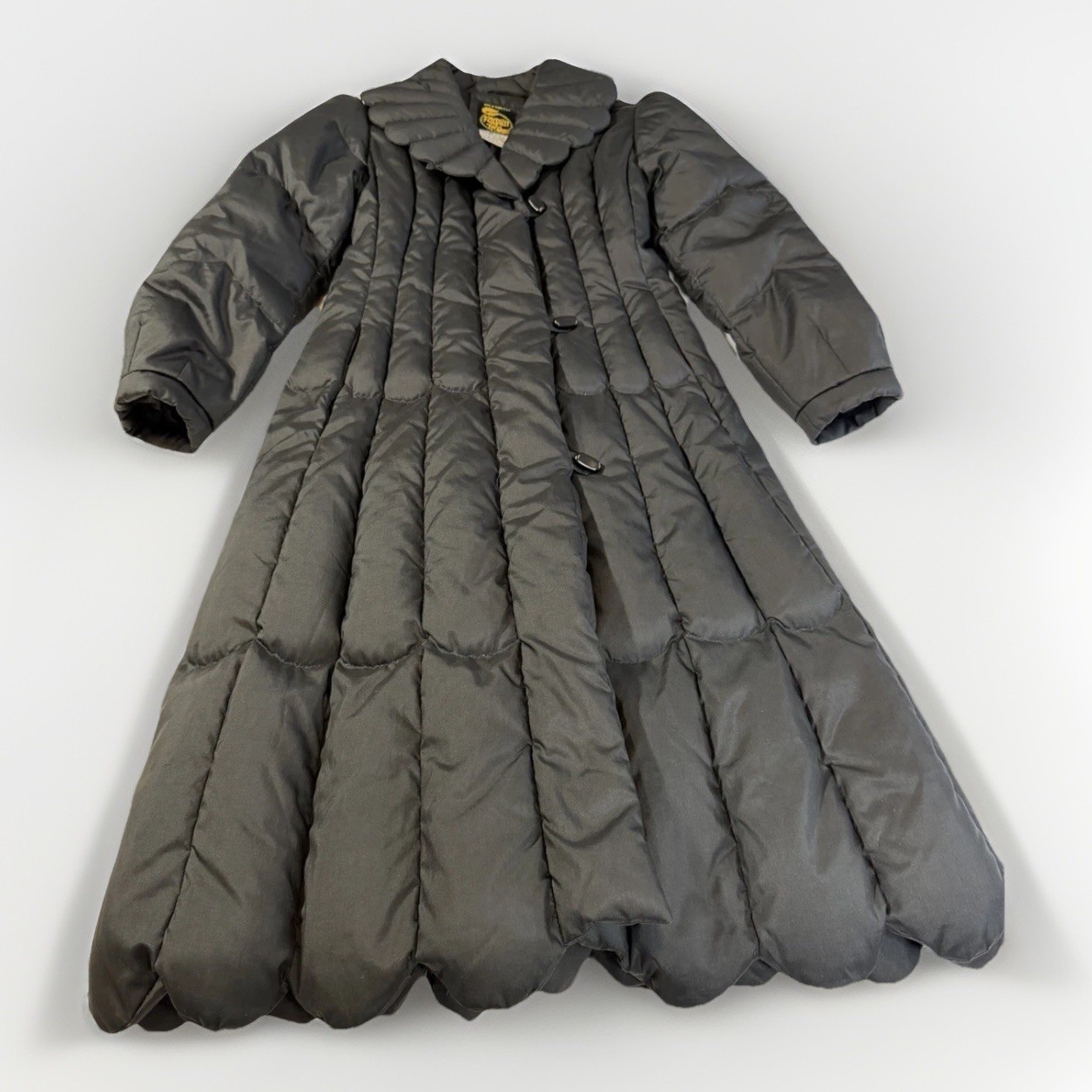 Vintage 80s Avant Garde Quilted Puffer Swing Coat Black XS