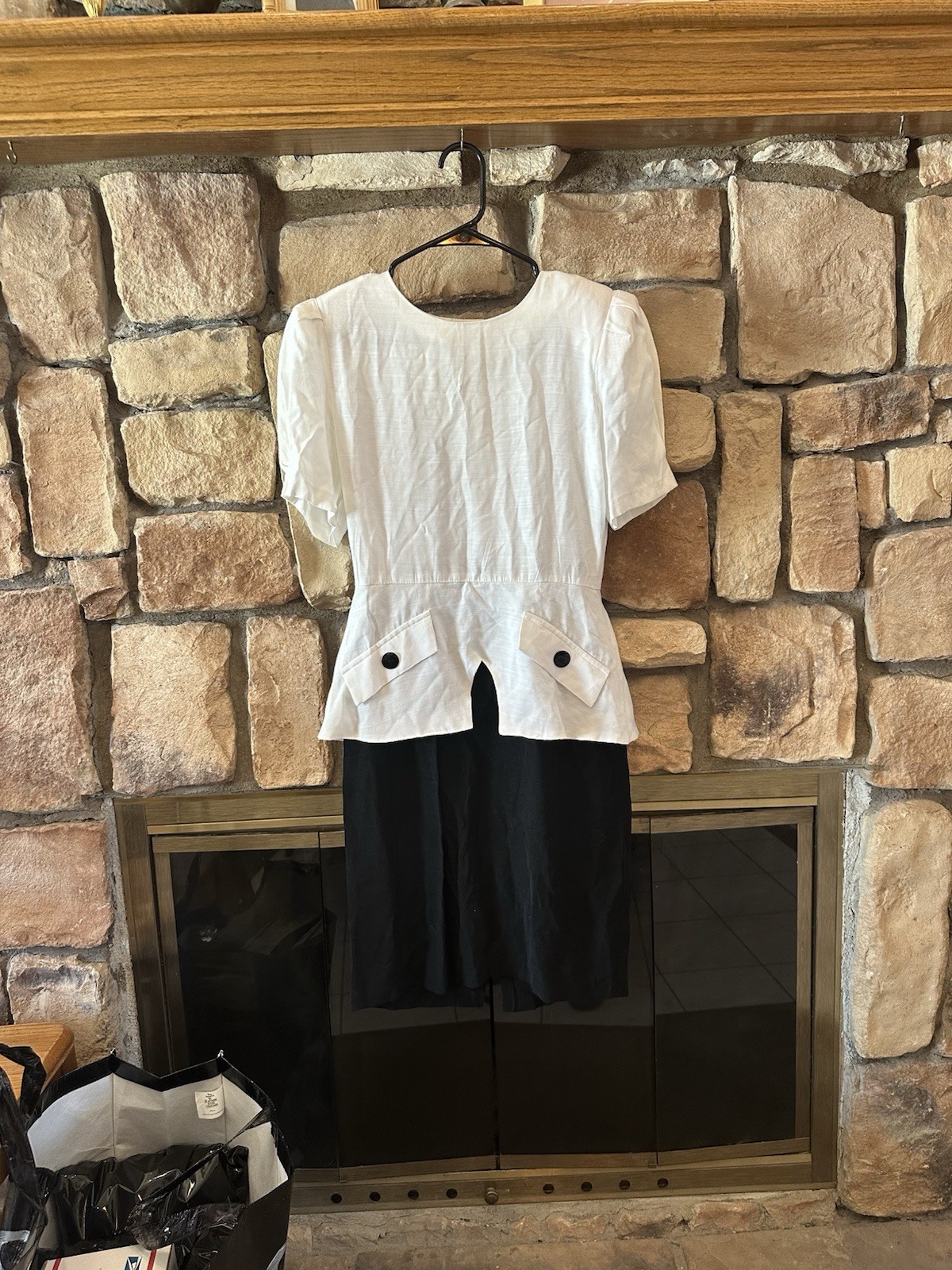 VTG 80s Tina Barrie USA Women&rsquo;s Black White Button Pencil Dress Office Secretary