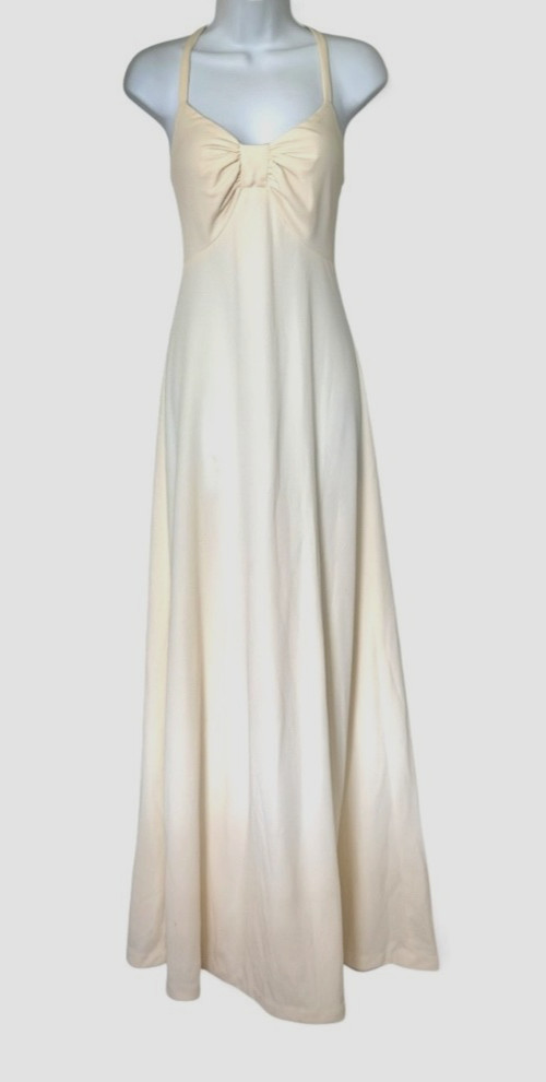 Vtg 70s Disco Prom Maxi Dress XS Party Sleeveless Stretch Zip Montgomery Ward