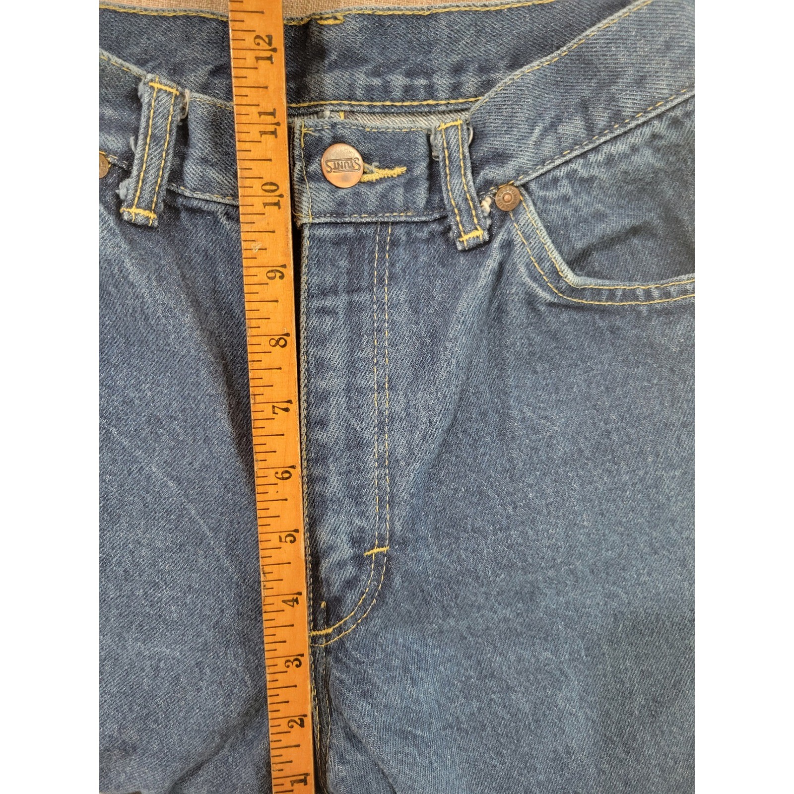 Vintage Stunts High Waisted Straight Leg Blue Denim Jeans Made in USA 25 Waist